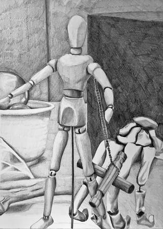 "Mannequin", Graphite on paper